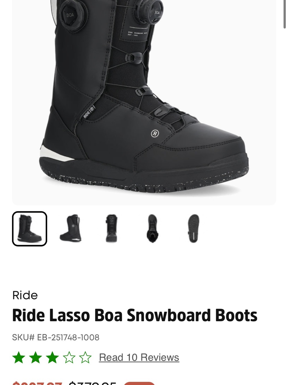 Men 9.5 Ride Lasso Pro Snowboard boot - Picture 5 of 6